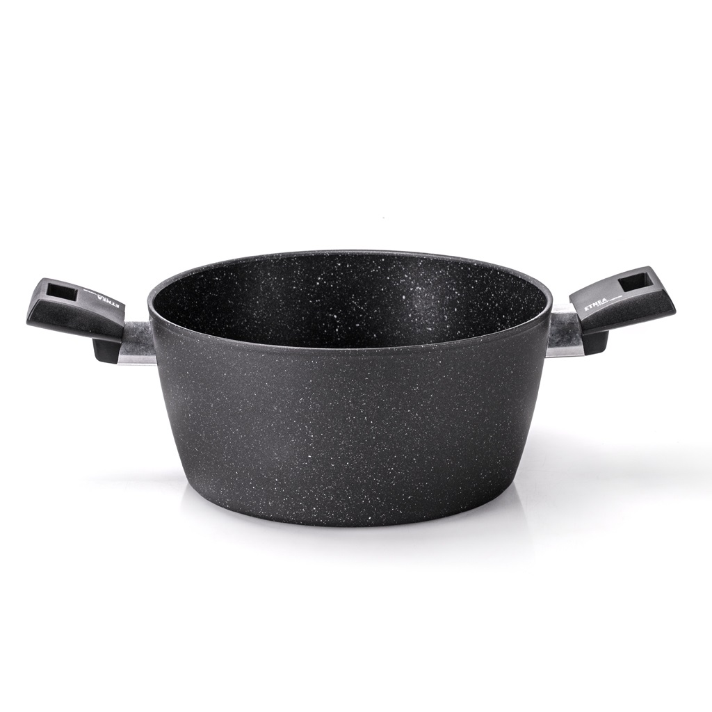 Moneta Etnea Evolution Casseruola 20cm con 2 Manici, Alluminio Forgiato, Rivestimento Artech Stone Ultra, Compatibile con Induzione, 100% Made in Italy