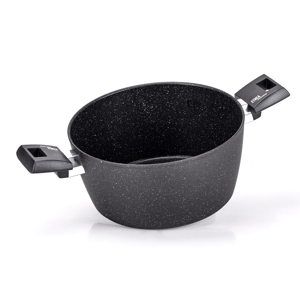 Moneta Etnea Evolution Casseruola 20cm con 2 Manici, Alluminio Forgiato, Rivestimento Artech Stone Ultra, Compatibile con Induzione, 100% Made in Italy