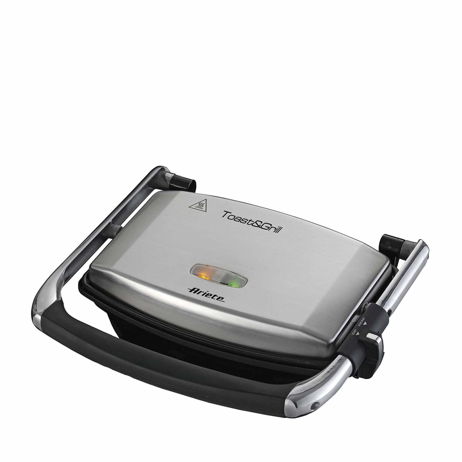 Ariete 1911 Toast & Grill Slim - Piastra elettrica antiaderente rigata per toast e sandwich - 1000 Watt - Argento - Rettangolare, 27 x 18 cm