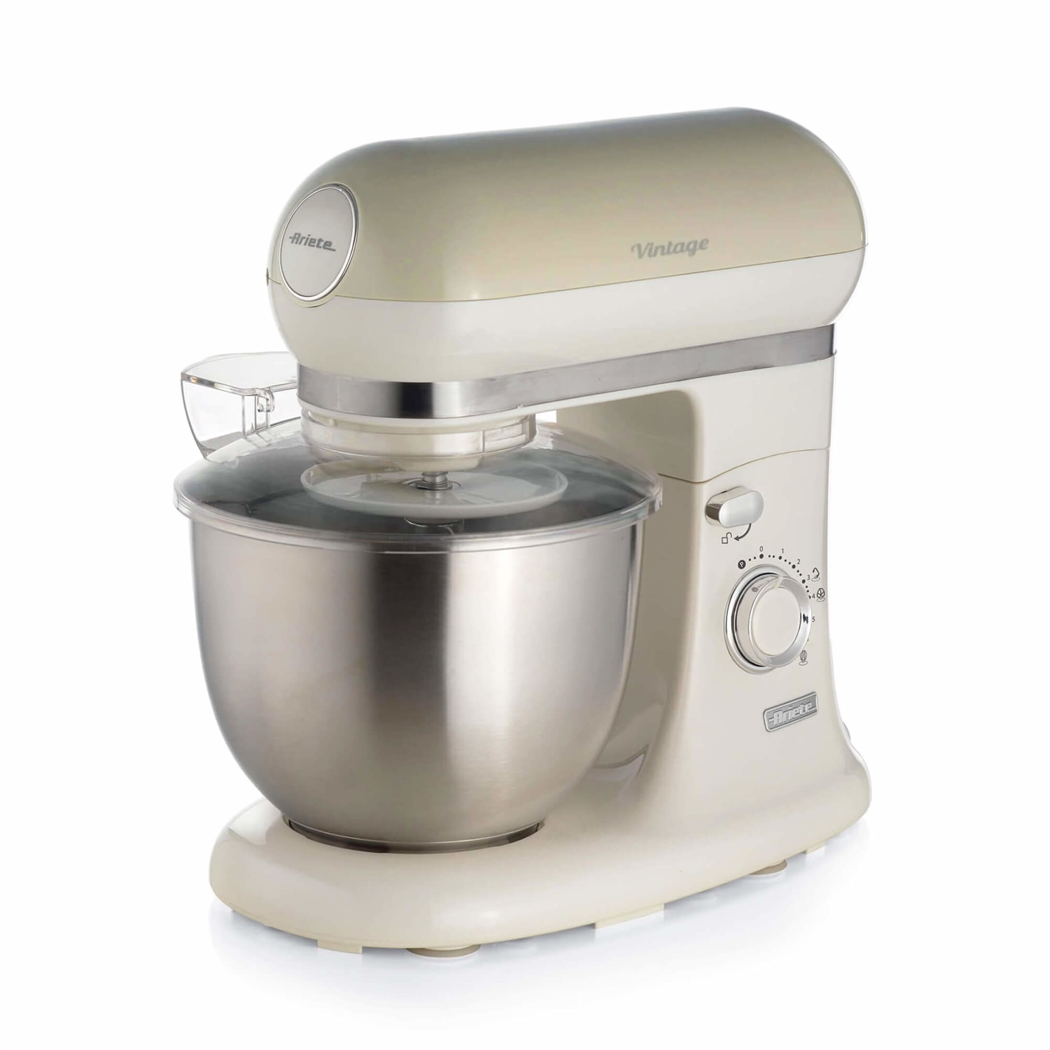 Ariete 1588 Impastatrice Planetaria Vintage - 5,5 Litri - 2400 Watt - 7 Velocità - 3 Fruste - Acciaio Inox - Colore Beige