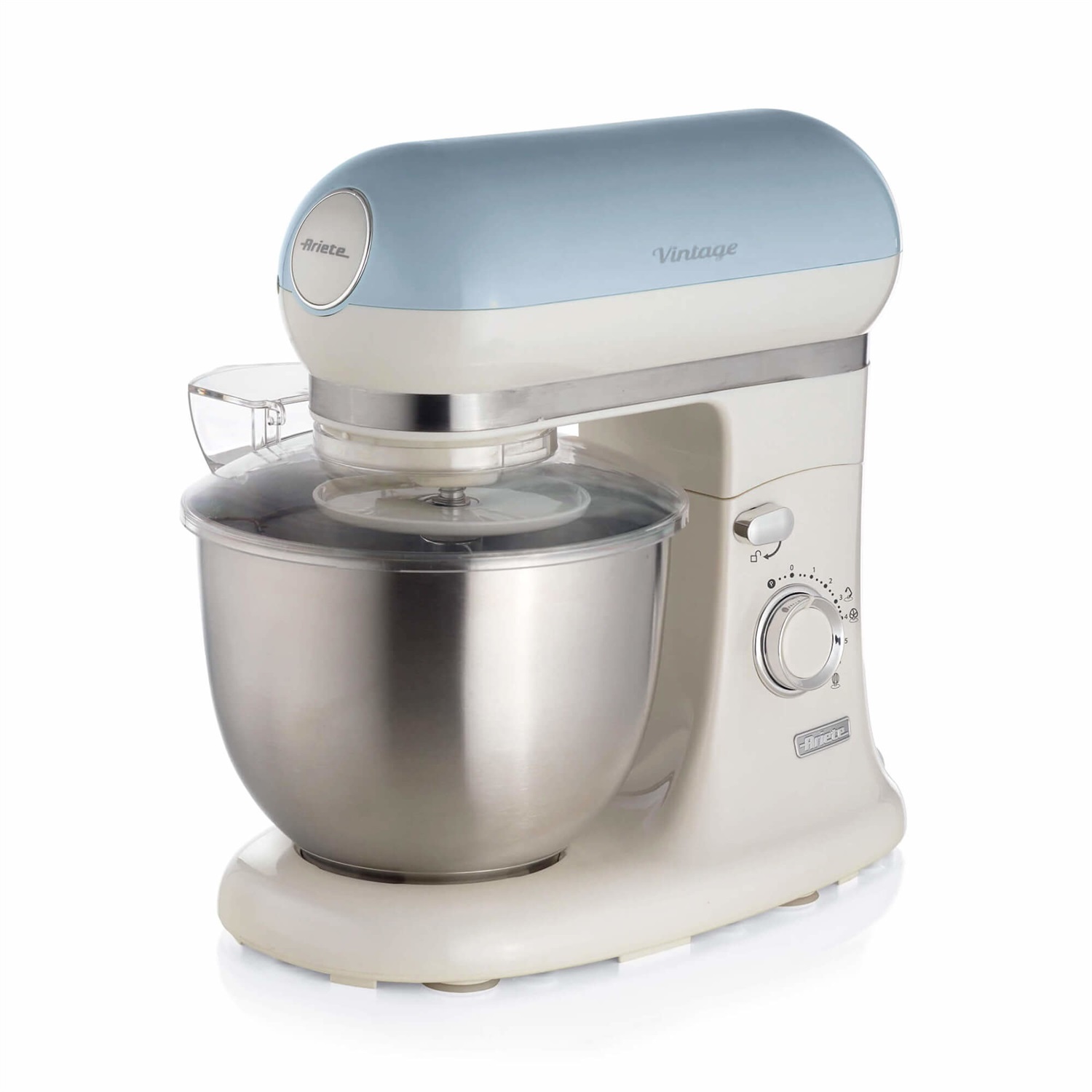Ariete 1588 Impastatrice Planetaria Celeste - 5,5 Litri, 2400 Watt, 7 Velocità, 3 Fruste, Acciaio Inox, Linea Vintage