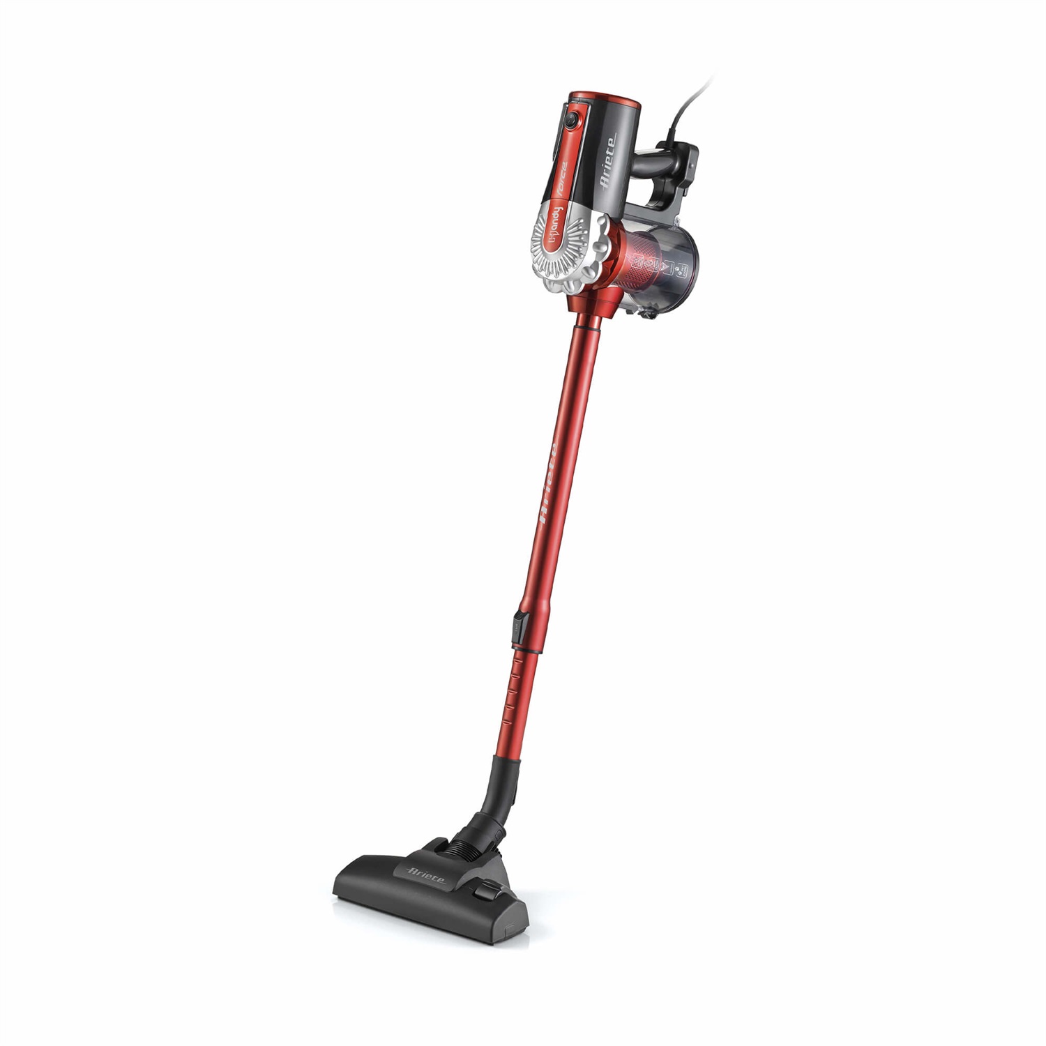 Ariete 2761 Handy Force - Scopa Elettrica con Filo e Aspirapolvere Aspirabriciole - Tecnologia Ciclonica Senza Sacco - Tubo Telescopico - Filtro HEPA - Leggera e Ergonomica con Supporto per Muro