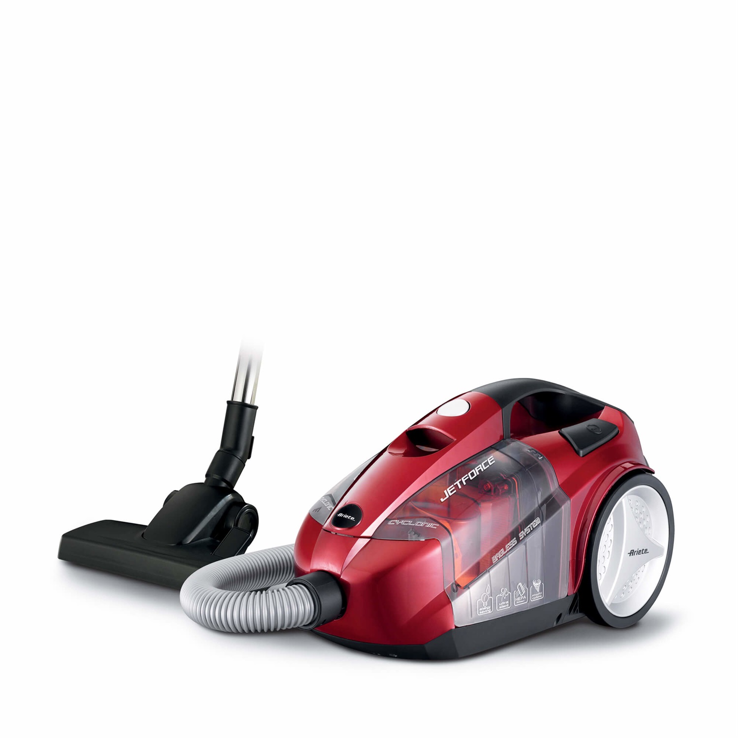 Ariete 2791 Jet Force - Aspirapolvere a traino multi-ciclonico senza sacco 800W - Capacità fusto 2.5L - Filtro HEPA