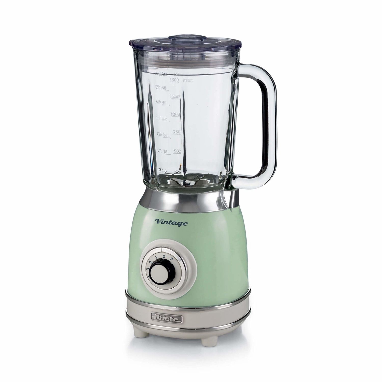 Ariete 583 Frullatore Vintage Verde 1,5L in Vetro, 4 Lame in Acciaio Inox, 4 Velocità Funzione Pulse, 1000 Watt