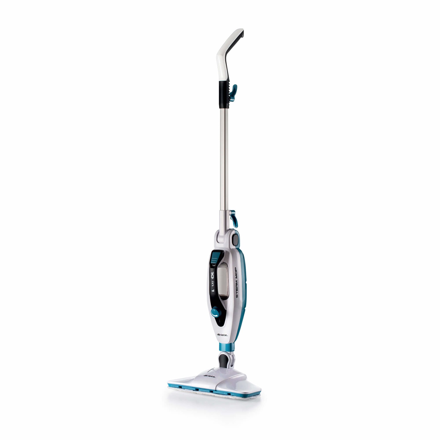 Ariete 4175 Steam Mop Foldable 10 in 1 - Scopa a Vapore Pieghevole, 1500 Watt, Capacità 350 cc, Bianco/Azzurro, Corpo Pieghevole ed Estraibile, Kit Accessori Incluso