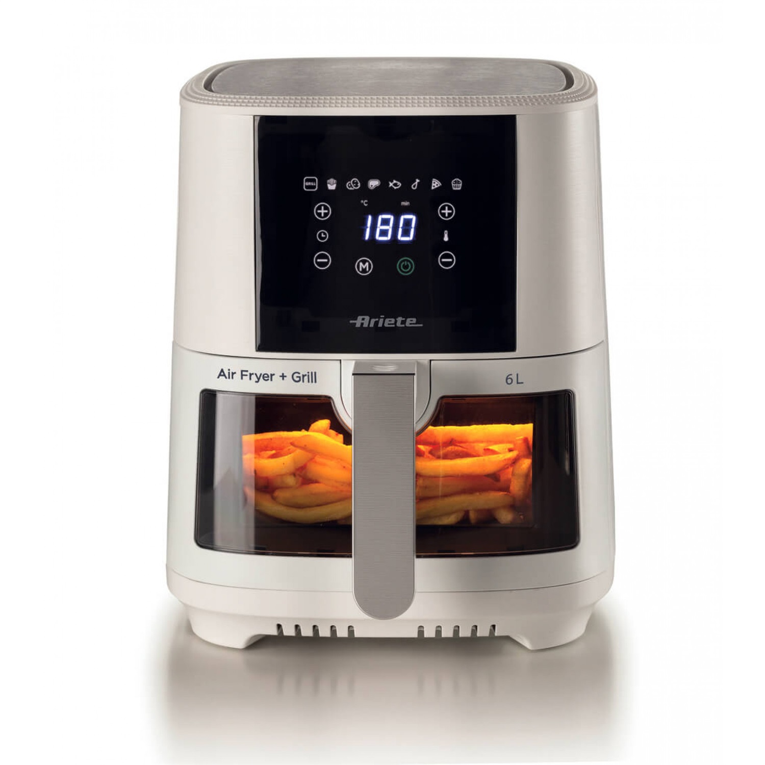 Ariete 4626 Friggitrice ad Aria 6L, 1300 W, 2,5 kg, 8 Programmi, Temperatura fino a 200°, Cestello Trasparente, Bianco