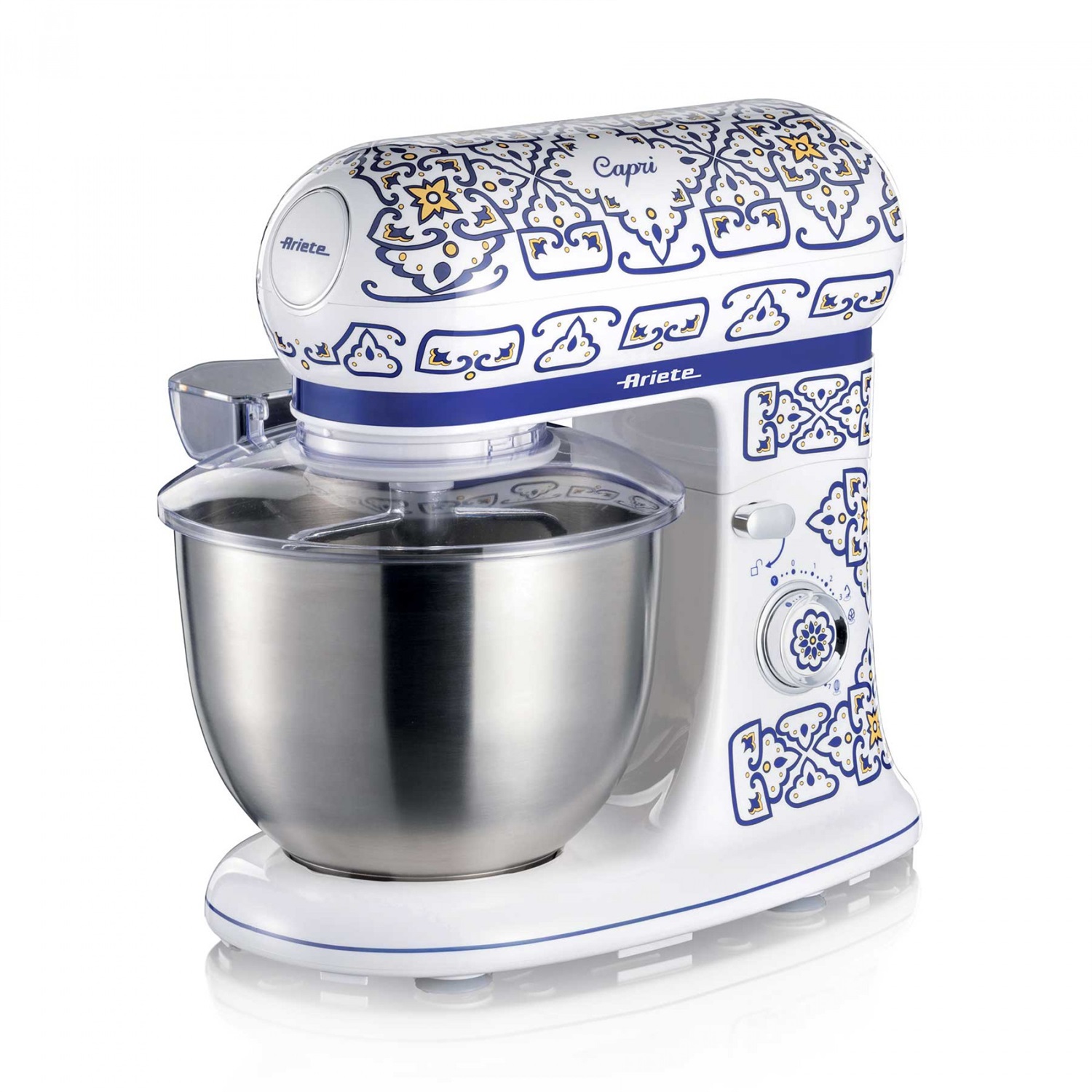 Ariete 1588 Impastatrice Planetaria 5,5 Litri 2400 Watt 7 Velocità Acciaio Inox Blu - Design Mediterraneo
