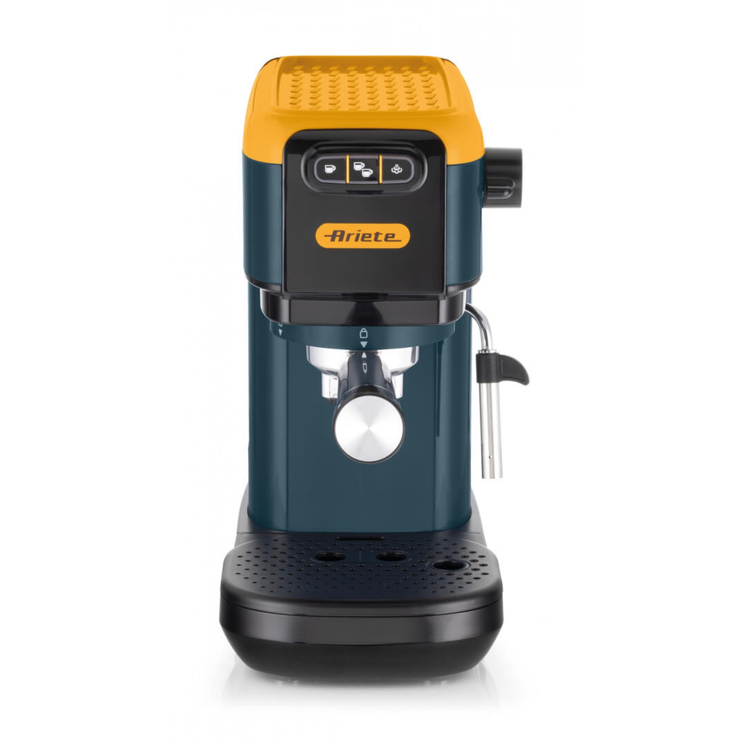 Ariete 1399 Macchina da caffè espresso Mango Yellow, 1300 W, Capacità 1,1L, 15 bar, Compatibile con polvere e cialde ESE, Funzione Cappuccino, Design Slim