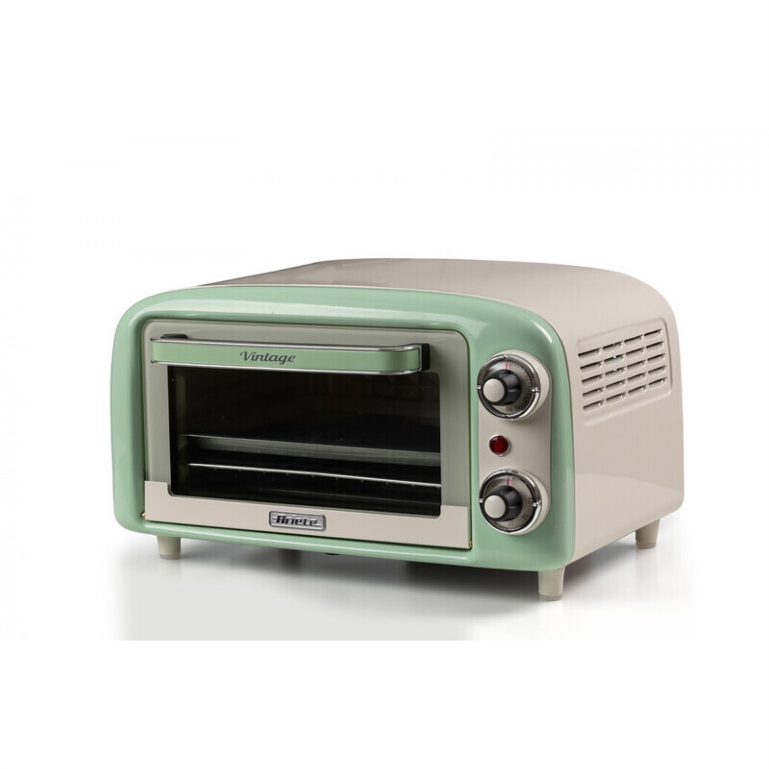 Ariete 3919 Forno Elettrico Vintage Verde, 800W, Capacità 10L, Doppio Vetro, Statica, Termostato 90-230°C