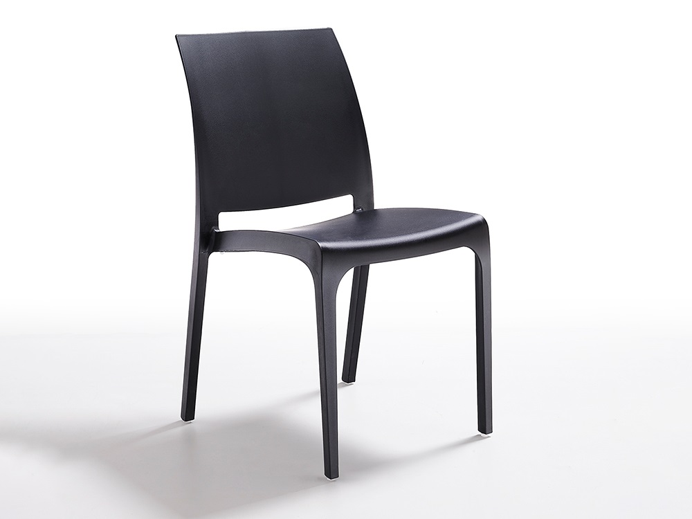 Bica Sedia Volga Quadrato Nero in Polipropilene - Dimensioni 46x54x80 cm, Design Moderno