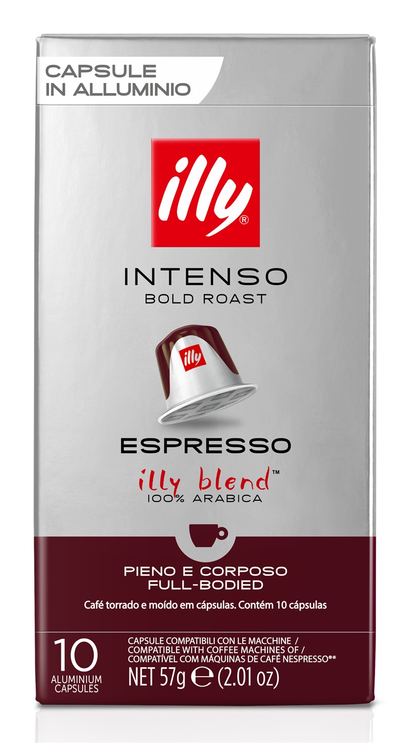 Illy Intenso - Capsule Caffè Tostato 100% Arabica Compatibili Nespresso, 10 Pezzi, Gusto Pieno e Corposo