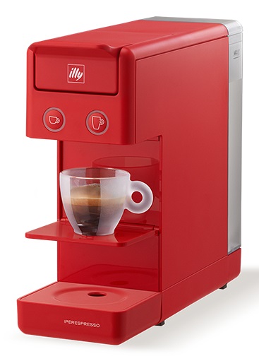 Illy Y3.3 Rossa - Macchina da Caffè a Capsule Iperespresso per Espresso e Americano, 850W, Capacità 0.750L