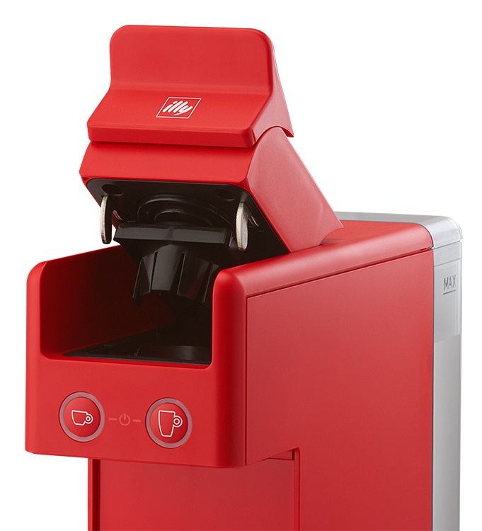 Illy Y3.3 Rossa - Macchina da Caffè a Capsule Iperespresso per Espresso e Americano, 850W, Capacità 0.750L