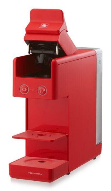 Illy Y3.3 Rossa - Macchina da Caffè a Capsule Iperespresso per Espresso e Americano, 850W, Capacità 0.750L