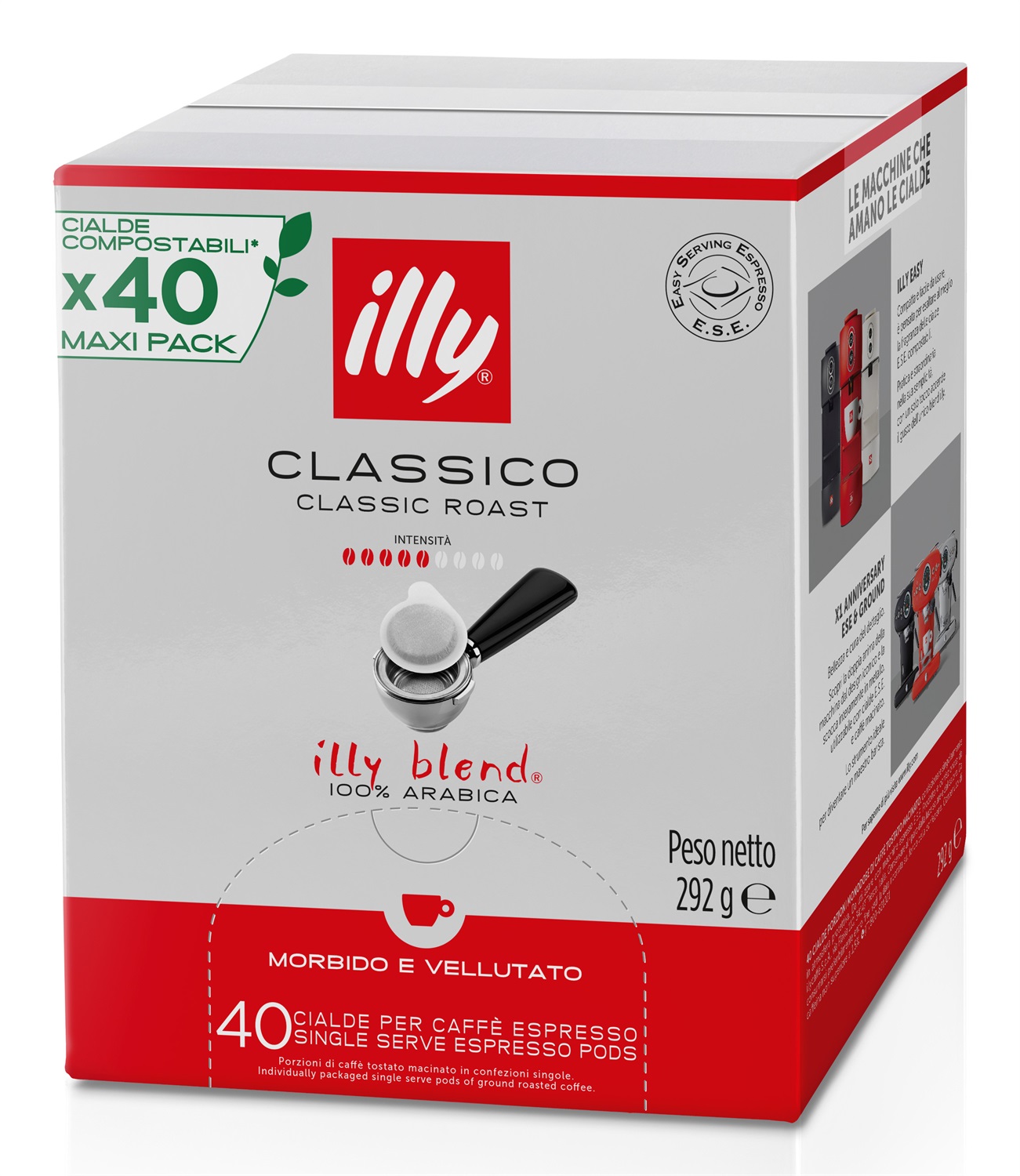 Illy Cialde Caffè 100% Arabica Tostato Classico 40 pz - E.S.E. 44 mm con note di caramello e fiori d'arancio