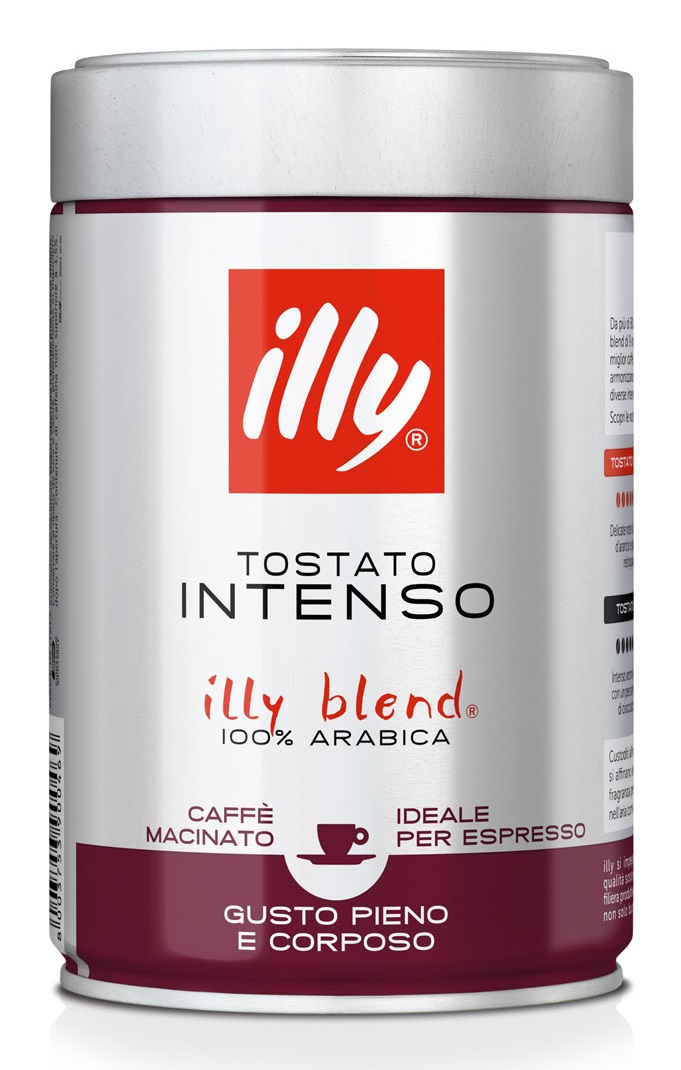 Illy Caffè Macinato per Espresso Tostato INTENSO - Barattolo da 250g - Blend 100% Arabica con Note di Cacao e Frutta Secca