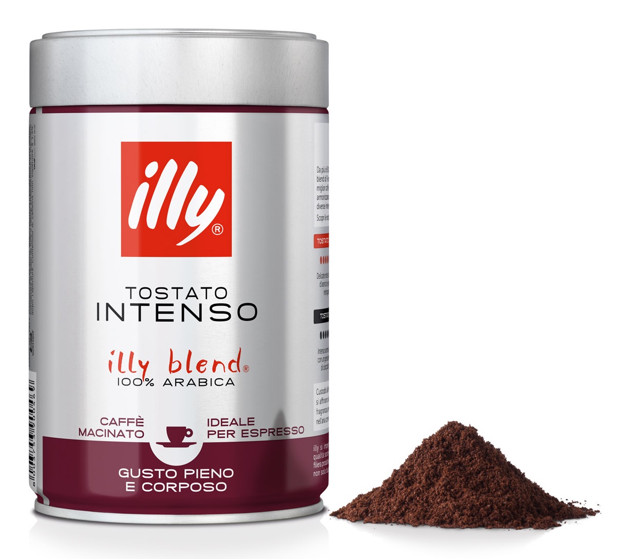 Illy Caffè Macinato per Espresso Tostato INTENSO - Barattolo da 250g - Blend 100% Arabica con Note di Cacao e Frutta Secca