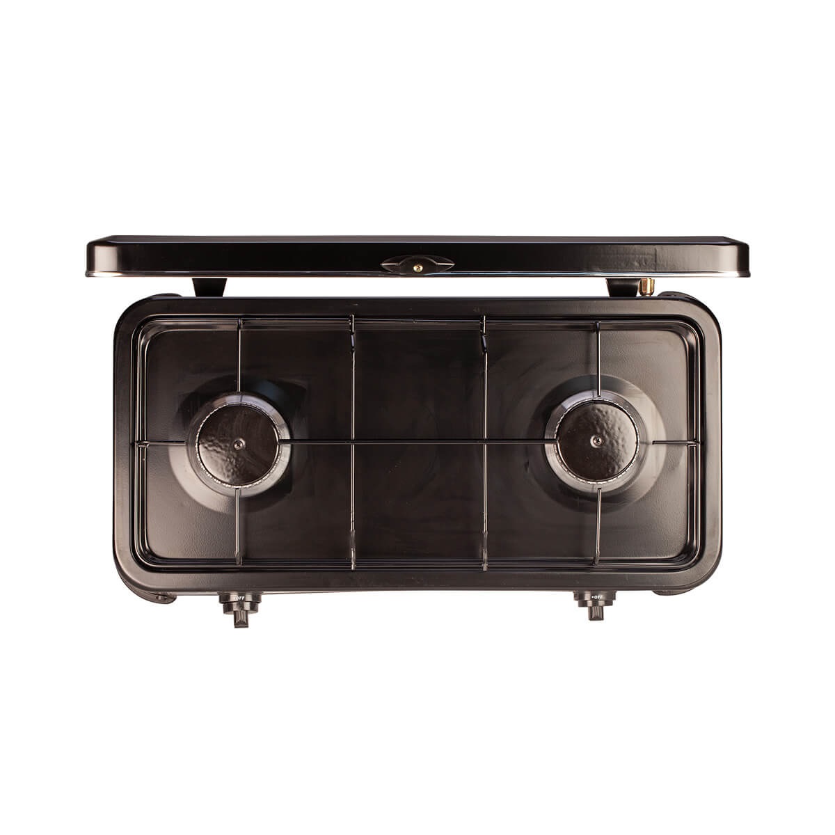 Ardes ODINO 2 (AR1FG02) - Fornello a Gas GPL 2 Fuochi Nero - Potenza 2200 W, Superficie Piana 59.5 cm, Con Coperchio