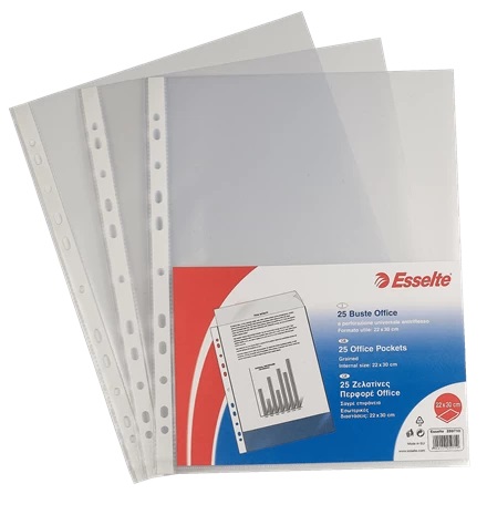 Esselte Buste Perforate Office in Polipropilene Antiriflesso 22x30 cm - Confezione da 100 pz