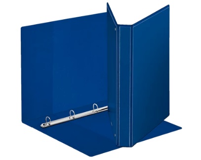 Esselte Raccoglitore a Display Maxi Blu - 4 Anelli Tondi da 25 mm, PP Eco-Compatibile, 3 Tasche, Finitura Tipo Pelle