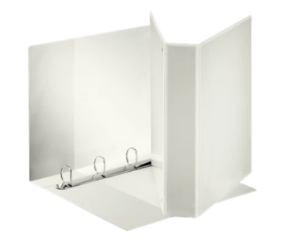 Esselte Raccoglitore Display Maxi 4 Anelli a D 50 mm Bianco - Polipropilene Eco-Compatibile, Finitura Tipo Pelle