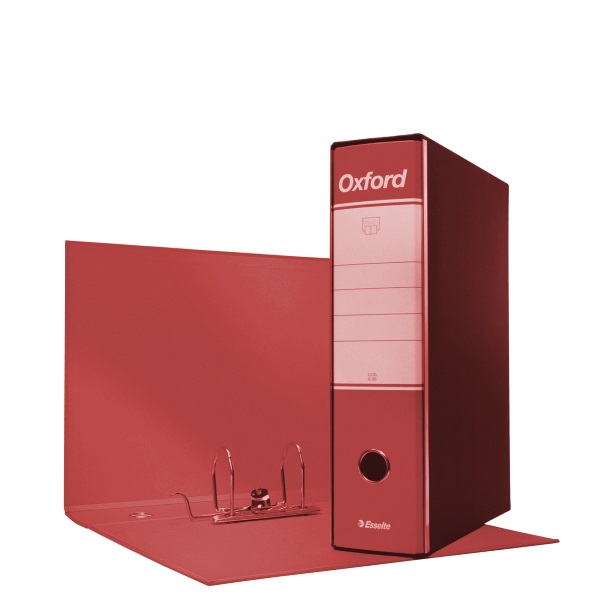 Esselte Registratore Oxford G83 - Dorso 8 cm - Commerciale - 23x30 cm - Rosso - Capacità 500 Fogli
