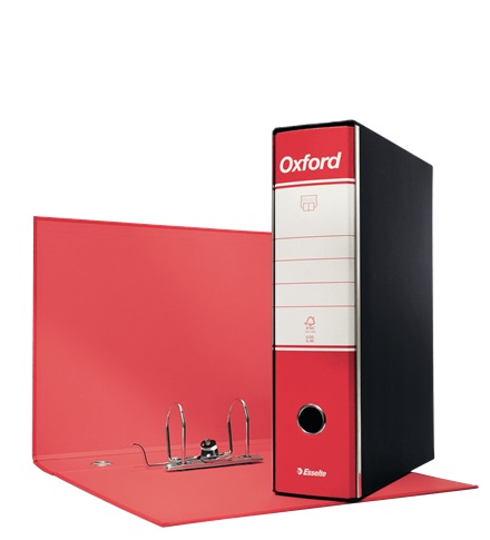 Esselte Registratore Oxford G85 - Dorso 8 cm - Protocollo 29,5x35 cm - Rosso - Capacità fino a 500 fogli