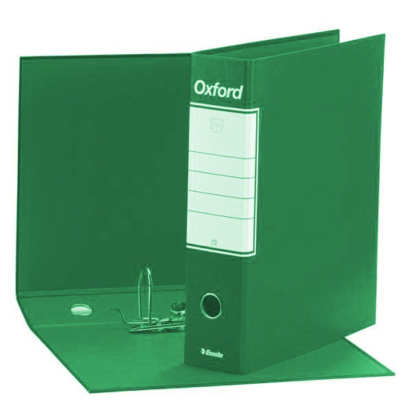 Esselte G85 Oxford Registratore Verde - Dorso 8 cm - Formato Protocollo 23x33 cm - Struttura in Cartone Rivestito