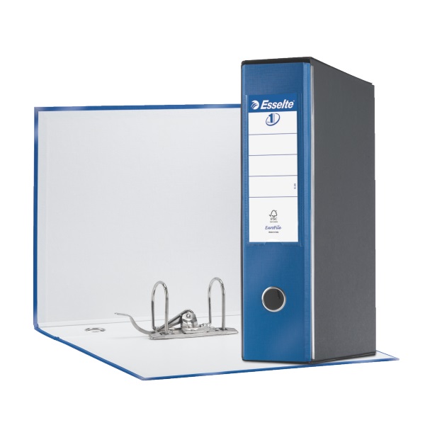Esselte G53 Eurofile Registratore Blu Metallizzato - Dorso 8 cm, Capacità Fino a 500 Fogli, Meccanismo a Leva Multiuso