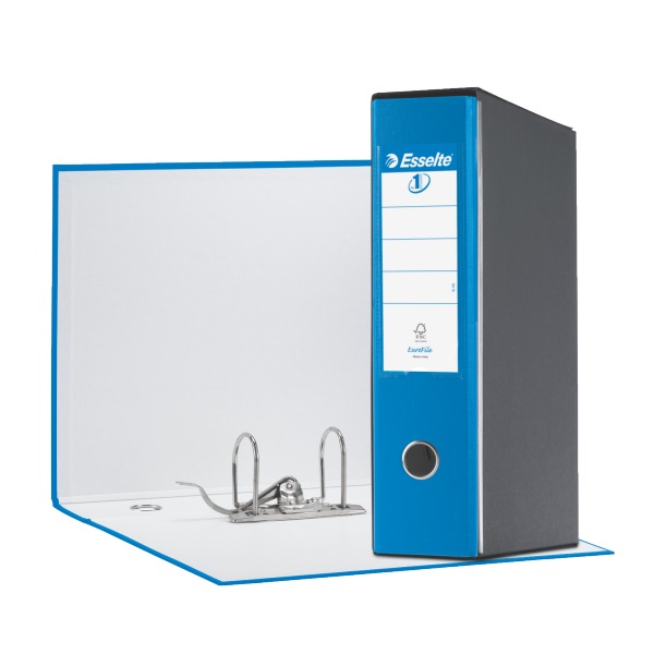 Esselte G55 EUROFILE Registratore - Blu Vivida - Dorso 8 cm - Capacità fino a 500 fogli - Meccanismo a leva multiuso