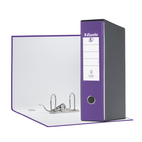 Esselte G55 EUROFILE Raccoglitore ad Anelli Viola - Dorso 8 cm, Capacità fino a 500 Fogli, Meccanismo a Leva Multiuso, Formato Protocollo 23x33 cm