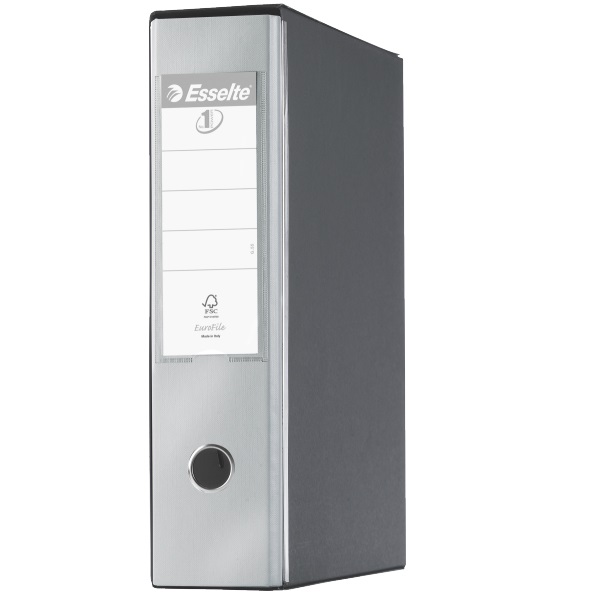 Esselte G55 Eurofile Registratore - f.to protocollo - Dorso 8 cm - Grigio Metallizzato - Capacità fino a 500 fogli
