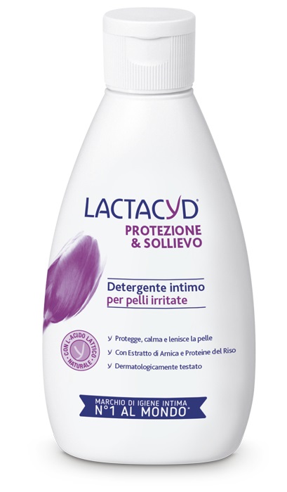 Lactacyd Protezione & Sollievo - Detergente Intimo 200 ml, Formula Delicata per Sollievo da Bruciore e Prurito