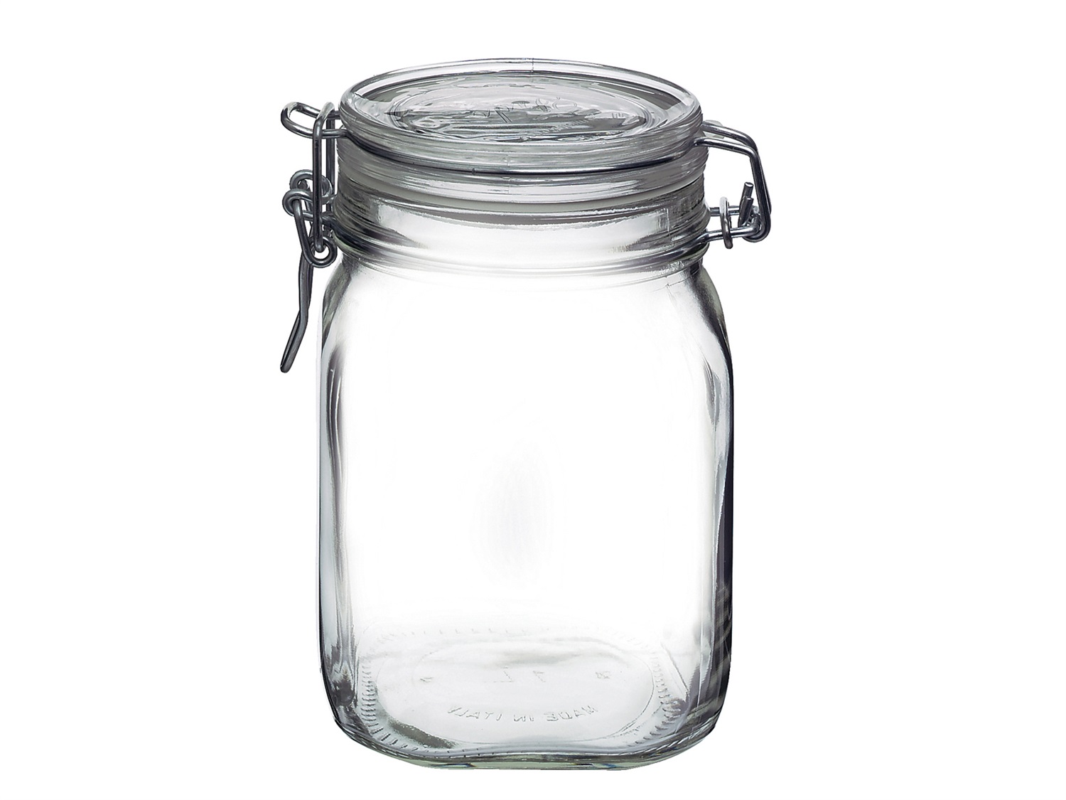 Bormioli Rocco Vaso Ermetico Fido in Vetro 1000 ml con Chiusura in Metallo e Guarnizione in Gomma - Set da 6 Pezzi