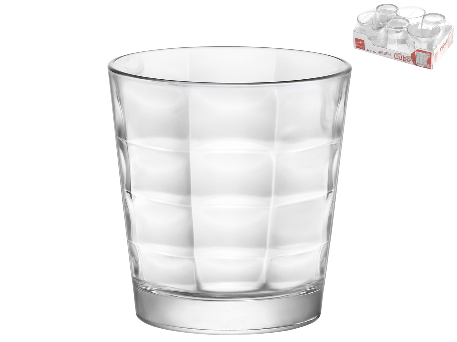 Bormioli Rocco Cube Set di 6 Bicchieri Acqua in Vetro 24.5 cl - Design Distintivo a Cubi, Lavabili in Lavastoviglie