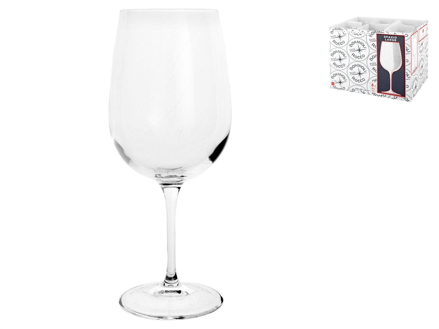 Bormioli Rocco Calice Spazio Large 50 cl - Set da 6 pezzi in vetro cristallino, elegante e pratico