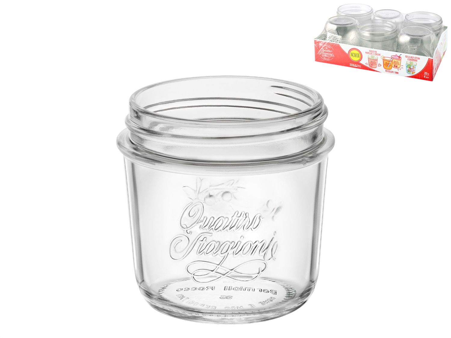 Bormioli Rocco Quattro Stagioni Barattolo Cilindrico 0,2 lt per Conserve e Marmellate - 100% Italiano