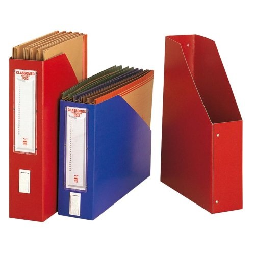 King Mec CLASSOMEC Classificatore Orizzontale Blu - 36x26 cm, Dorso 8 cm, Struttura in Fibrone con Portaetichette in Plastica Rigida