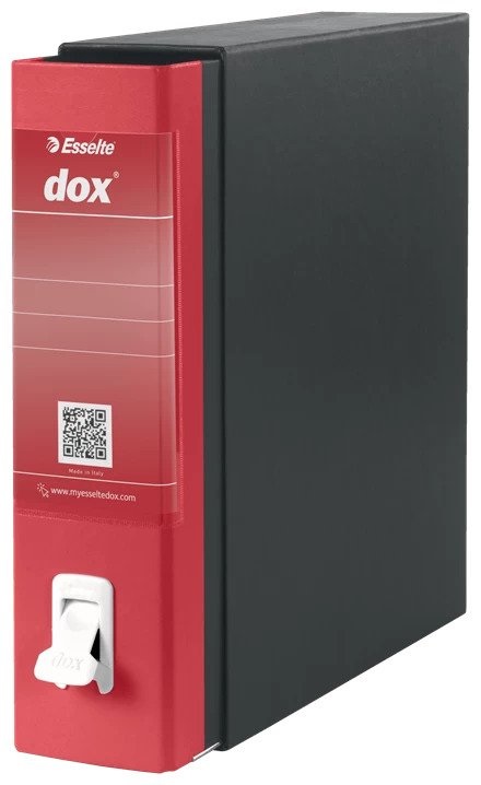 Esselte Dox 1 Registratore a Leva A4 Rosso - Struttura in Cartone Goffrato, Dorso 8 cm