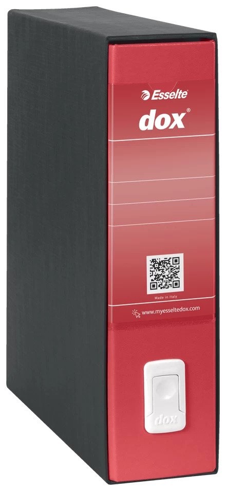 Esselte Dox 1 Registratore a Leva A4 Rosso - Struttura in Cartone Goffrato, Dorso 8 cm