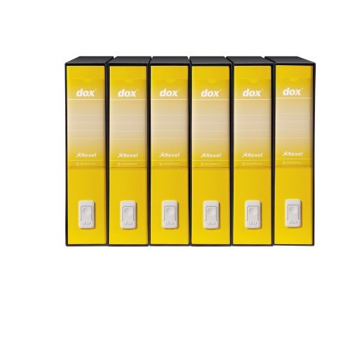 Rexel Esselte Dox 2 Registratore a Leva Giallo - Dorso 8 cm, Formato Protocollo 23x34 cm, Design Ergonomico