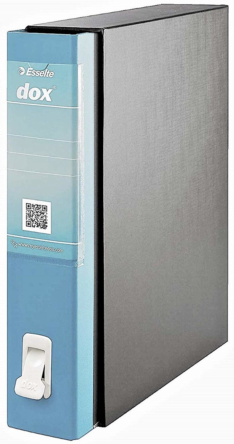 Esselte Dox 2 Raccoglitore a Leva A4 Azzurro - Cartone Goffrato Antimpronta, Design Professionale