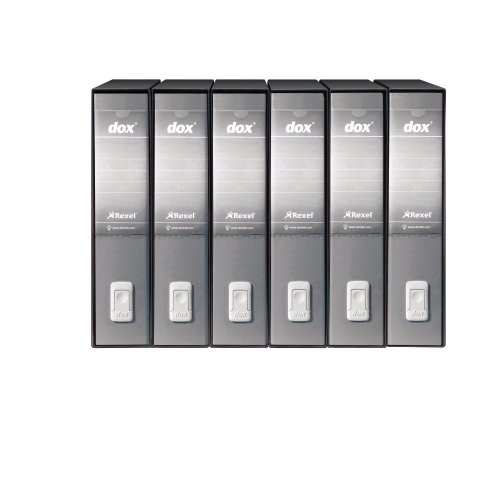 Rexel Esselte Dox 2 Raccoglitore a Leva Grigio Chiaro - Dorso 8 cm - Formato Protocollo 23x34 cm - Meccanismo a Leva con Linguella di Estrazione Resistente