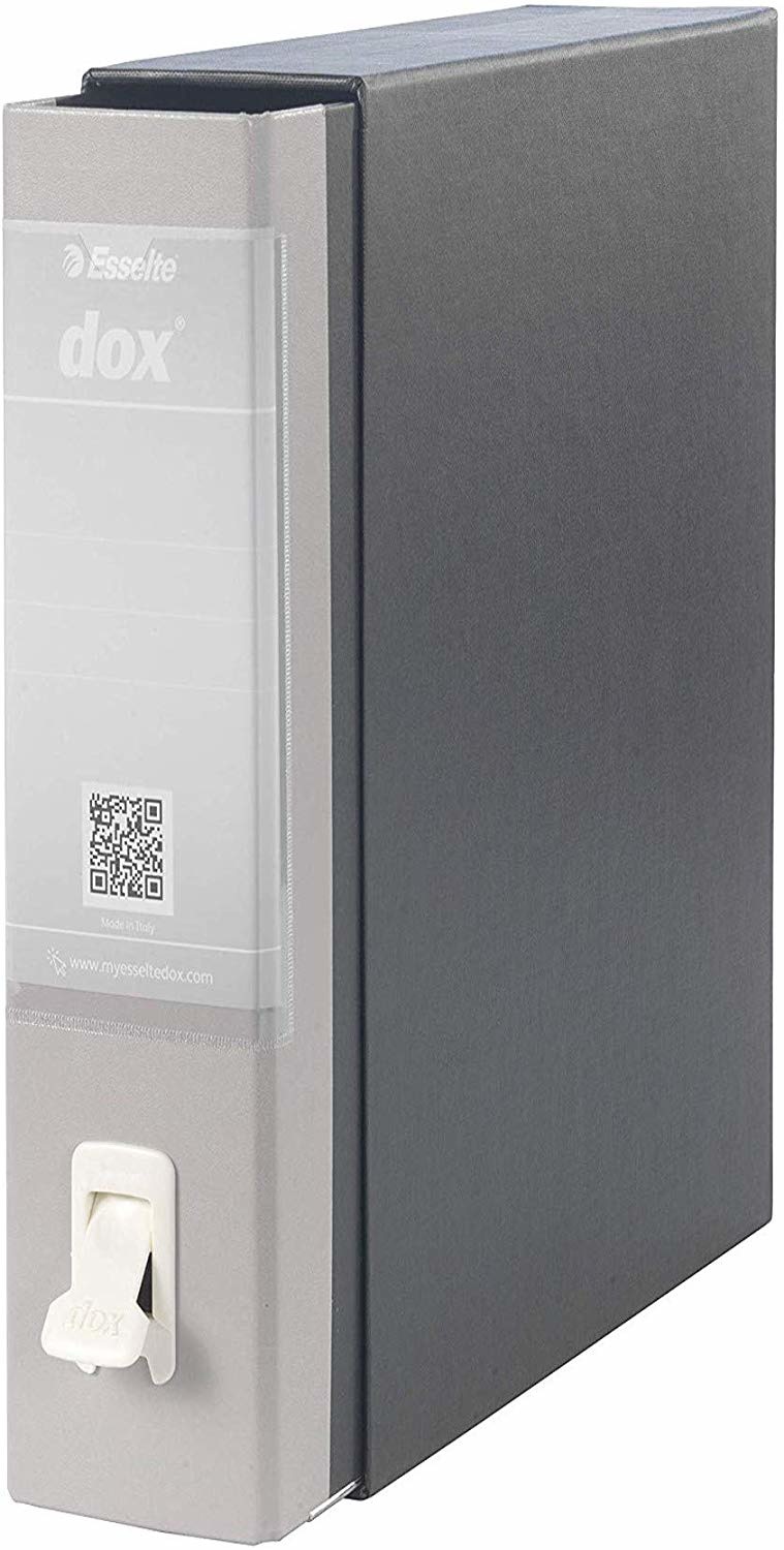 Esselte Dox 2 Raccoglitore a Leva A4 Grigio - Confezione da 6 Pezzi, Design Professionale, Capacità 500 Fogli