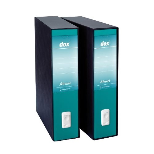 Rexel Esselte Dox 2 Registratore a Leva Verde Mare - Dorso 8 cm - Formato Protocollo 23x34 cm
