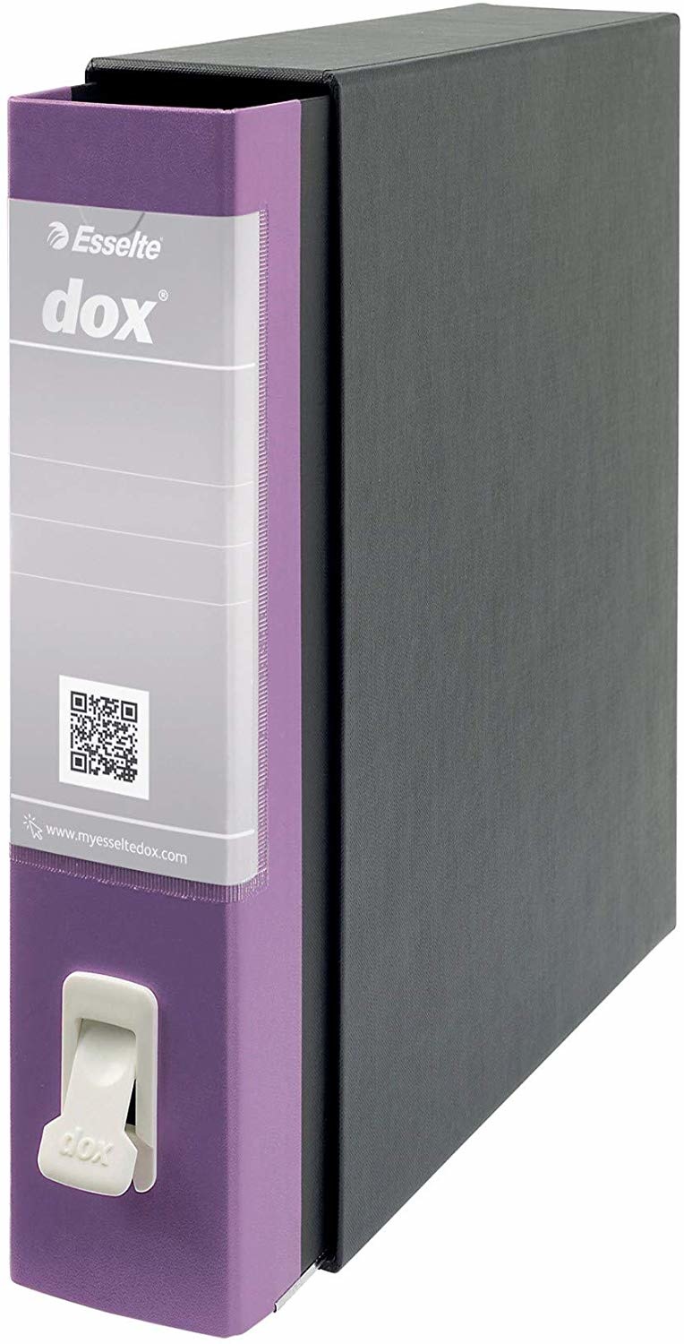 Esselte DOX2 Registratore a Leva 28,5x35 cm - Dorso 8 cm Lilla con Meccanismo in Acciaio e Funzionalità MyDox