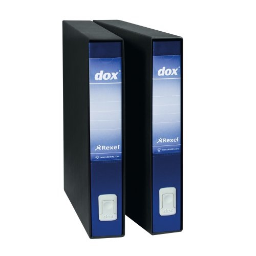 Rexel Esselte Dox 5 - Registratore a leva blu, dorso 5 cm, formato protocollo 23x34 cm, con linguella di estrazione a scomparsa