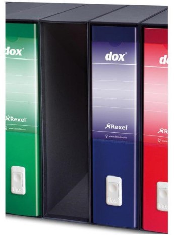 Rexel Esselte Dox 5 Registratore a Leva Giallo - Dorso 5 cm, Formato Protocollo 23x34 cm, Design Ergonomico con Linguella di Estrazione a Scomparsa