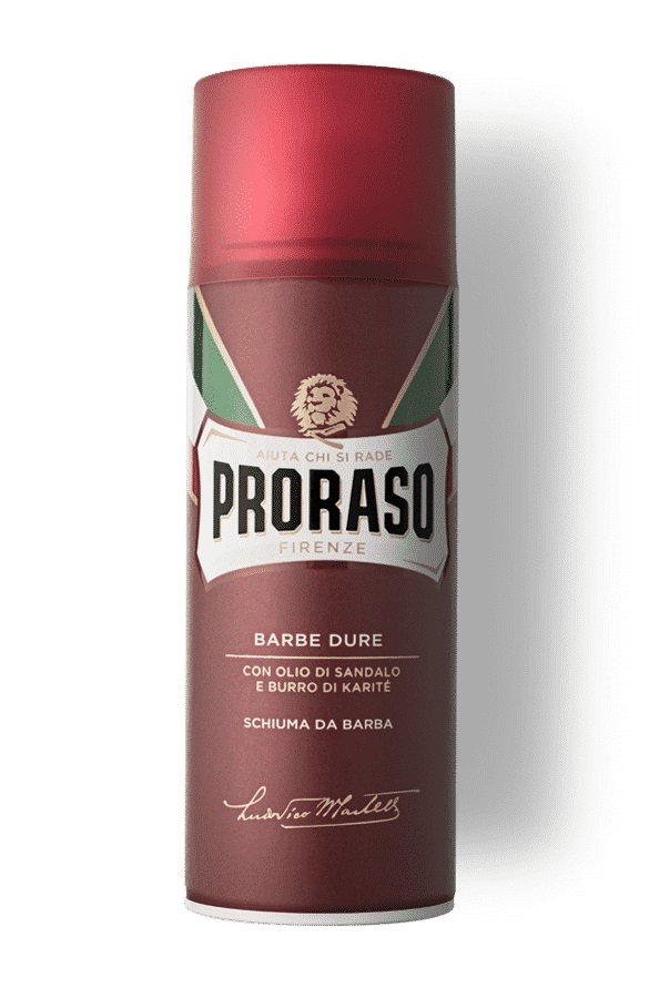 Proraso Schiuma da Barba per Barbe Dure 400 ml - Con Olio di Sandalo e Burro di Karité, Ammorbidisce e Protegge