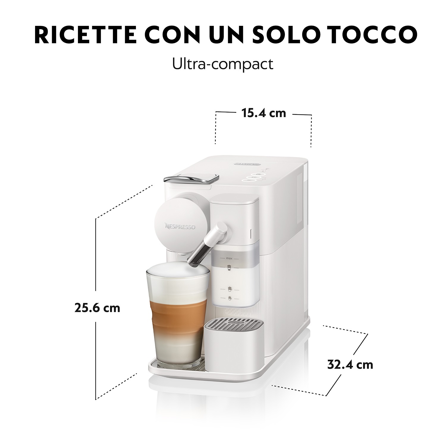 De'Longhi Lattissima One EN510.W - Macchina per Espresso Automatica 1L, Capsule Nespresso, 1400W, Bianco